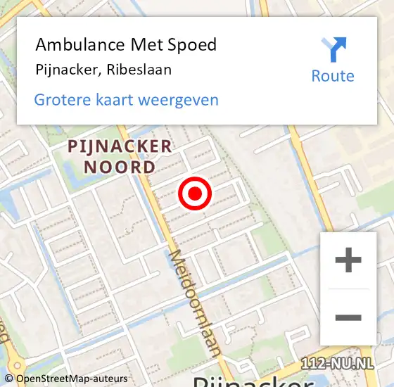 Locatie op kaart van de 112 melding: Ambulance Met Spoed Naar Pijnacker, Ribeslaan op 29 augustus 2024 15:04