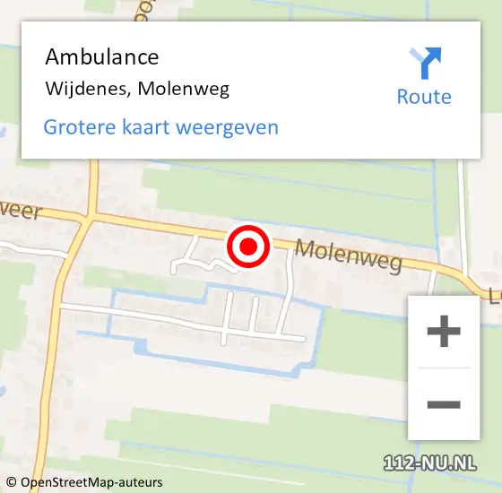 Locatie op kaart van de 112 melding: Ambulance Wijdenes, Molenweg op 29 augustus 2024 15:13