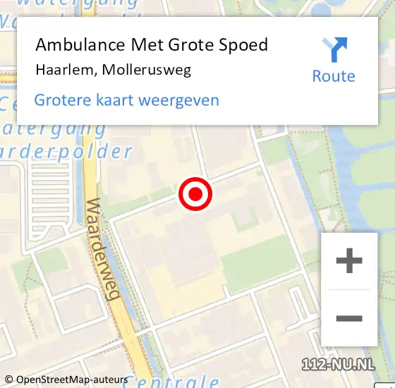 Locatie op kaart van de 112 melding: Ambulance Met Grote Spoed Naar Haarlem, Mollerusweg op 29 augustus 2024 15:22