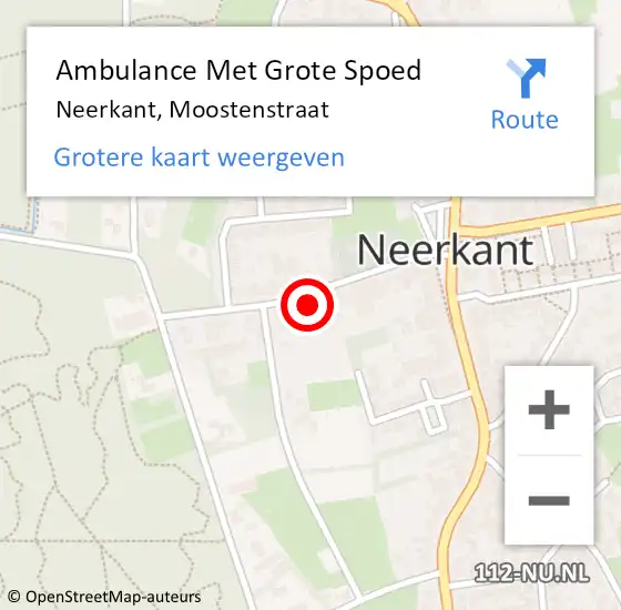 Locatie op kaart van de 112 melding: Ambulance Met Grote Spoed Naar Neerkant, Moostenstraat op 18 oktober 2014 08:30