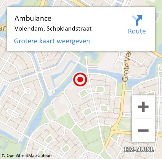 Locatie op kaart van de 112 melding: Ambulance Volendam, Schoklandstraat op 29 augustus 2024 15:30