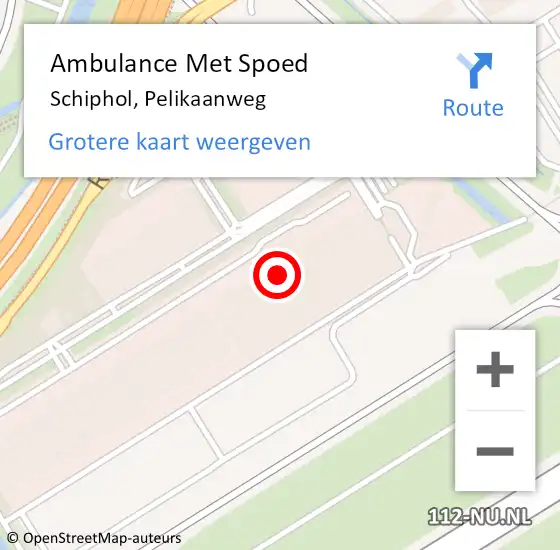 Locatie op kaart van de 112 melding: Ambulance Met Spoed Naar Schiphol, Pelikaanweg op 29 augustus 2024 15:32