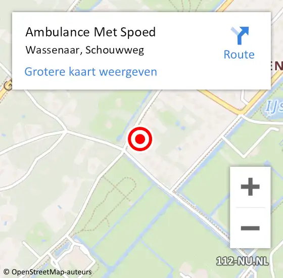 Locatie op kaart van de 112 melding: Ambulance Met Spoed Naar Wassenaar, Schouwweg op 29 augustus 2024 15:36