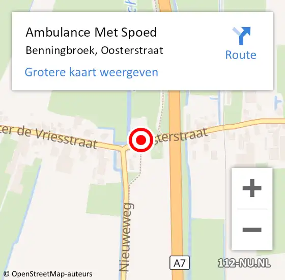 Locatie op kaart van de 112 melding: Ambulance Met Spoed Naar Benningbroek, Oosterstraat op 18 oktober 2013 00:16