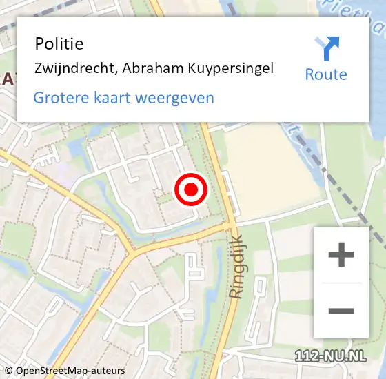 Locatie op kaart van de 112 melding: Politie Zwijndrecht, Abraham Kuypersingel op 29 augustus 2024 15:39