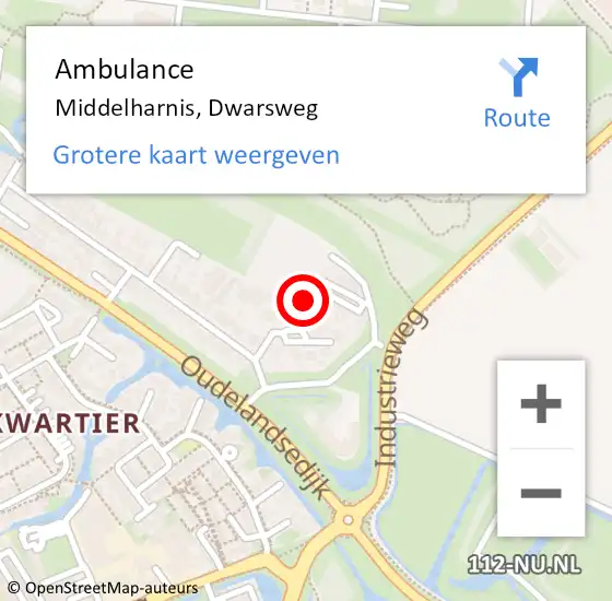 Locatie op kaart van de 112 melding: Ambulance Middelharnis, Dwarsweg op 29 augustus 2024 15:39