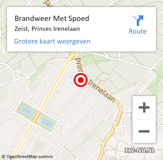 Locatie op kaart van de 112 melding: Brandweer Met Spoed Naar Zeist, Prinses Irenelaan op 29 augustus 2024 15:45