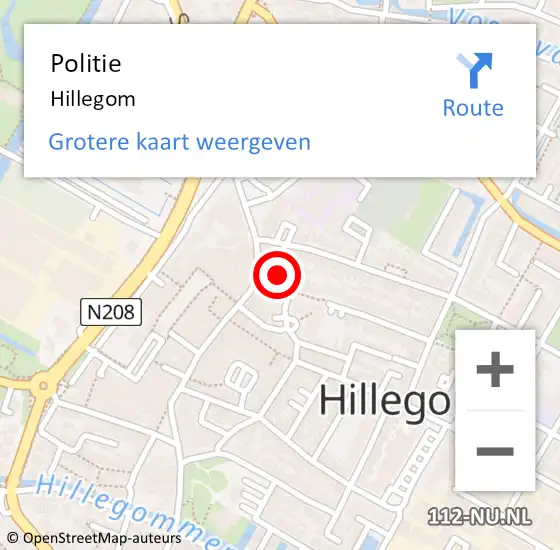 Locatie op kaart van de 112 melding: Politie Hillegom op 29 augustus 2024 15:46