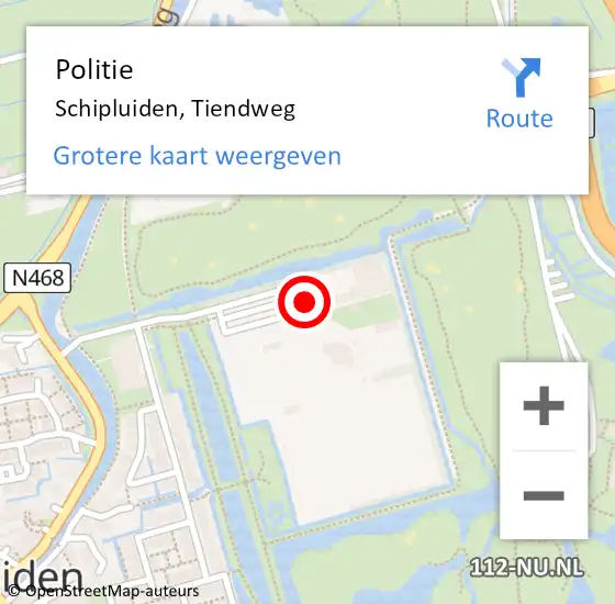 Locatie op kaart van de 112 melding: Politie Schipluiden, Tiendweg op 29 augustus 2024 15:47