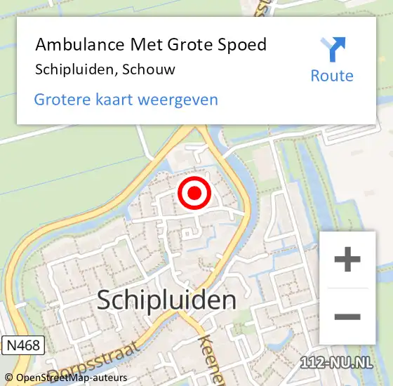 Locatie op kaart van de 112 melding: Ambulance Met Grote Spoed Naar Schipluiden, Schouw op 29 augustus 2024 15:51