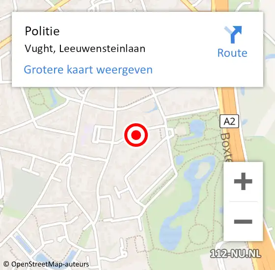 Locatie op kaart van de 112 melding: Politie Vught, Leeuwensteinlaan op 29 augustus 2024 15:52