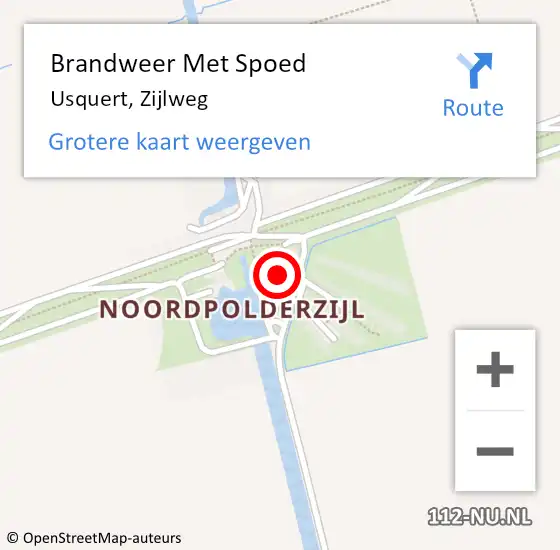 Locatie op kaart van de 112 melding: Brandweer Met Spoed Naar Usquert, Zijlweg op 29 augustus 2024 15:59