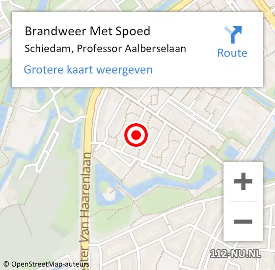 Locatie op kaart van de 112 melding: Brandweer Met Spoed Naar Schiedam, Professor Aalberselaan op 29 augustus 2024 16:02