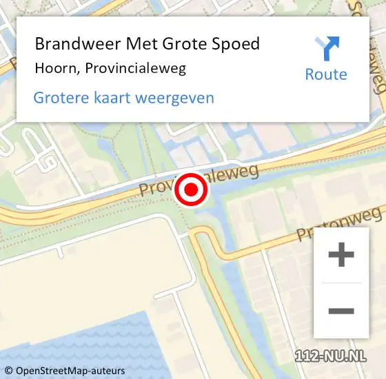 Locatie op kaart van de 112 melding: Brandweer Met Grote Spoed Naar Hoorn, Provincialeweg op 29 augustus 2024 16:04