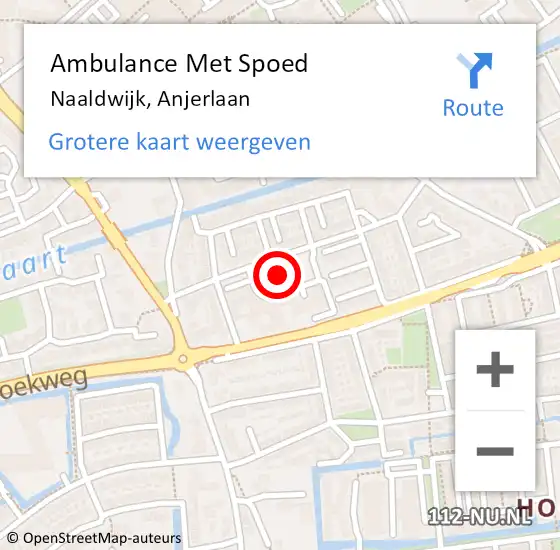 Locatie op kaart van de 112 melding: Ambulance Met Spoed Naar Naaldwijk, Anjerlaan op 29 augustus 2024 16:09