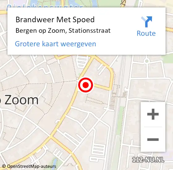 Locatie op kaart van de 112 melding: Brandweer Met Spoed Naar Bergen op Zoom, Stationsstraat op 29 augustus 2024 16:15