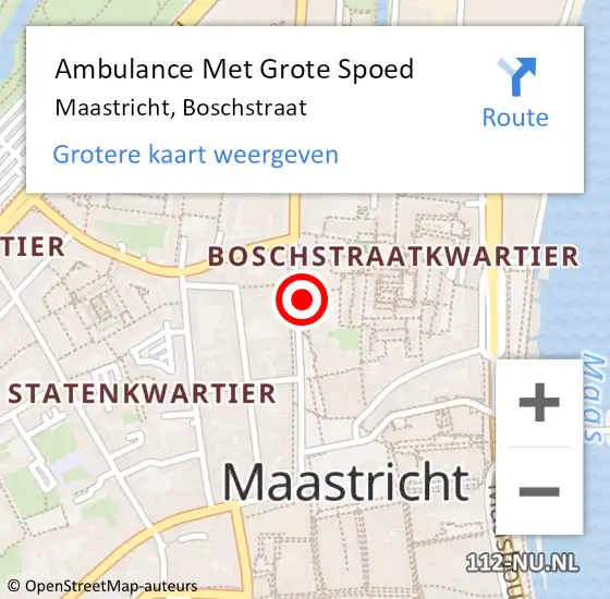 Locatie op kaart van de 112 melding: Ambulance Met Grote Spoed Naar Maastricht, Boschstraat op 29 augustus 2024 16:16