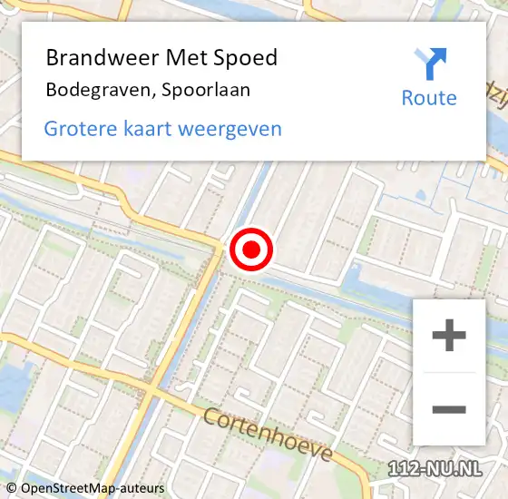 Locatie op kaart van de 112 melding: Brandweer Met Spoed Naar Bodegraven, Spoorlaan op 29 augustus 2024 16:17