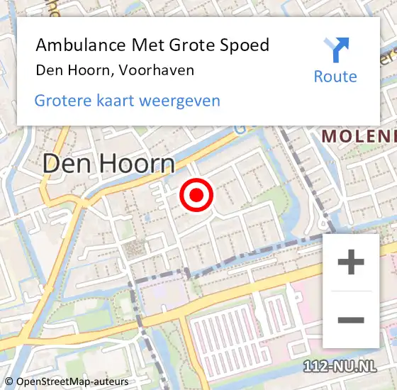 Locatie op kaart van de 112 melding: Ambulance Met Grote Spoed Naar Den Hoorn, Voorhaven op 29 augustus 2024 16:21