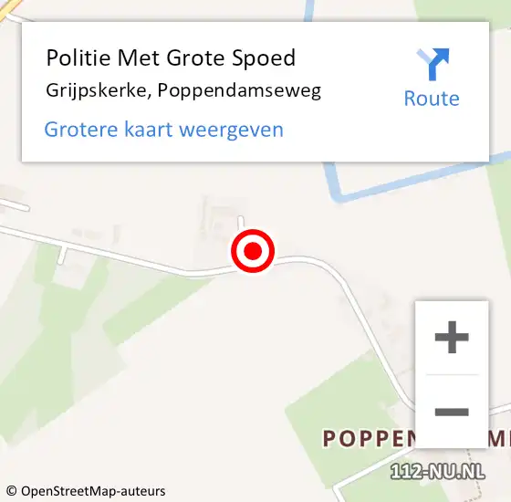 Locatie op kaart van de 112 melding: Politie Met Grote Spoed Naar Grijpskerke, Poppendamseweg op 29 augustus 2024 16:25