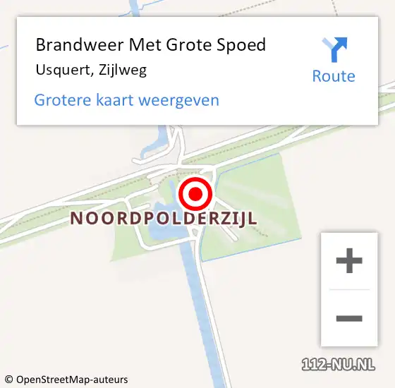 Locatie op kaart van de 112 melding: Brandweer Met Grote Spoed Naar Usquert, Zijlweg op 29 augustus 2024 16:27