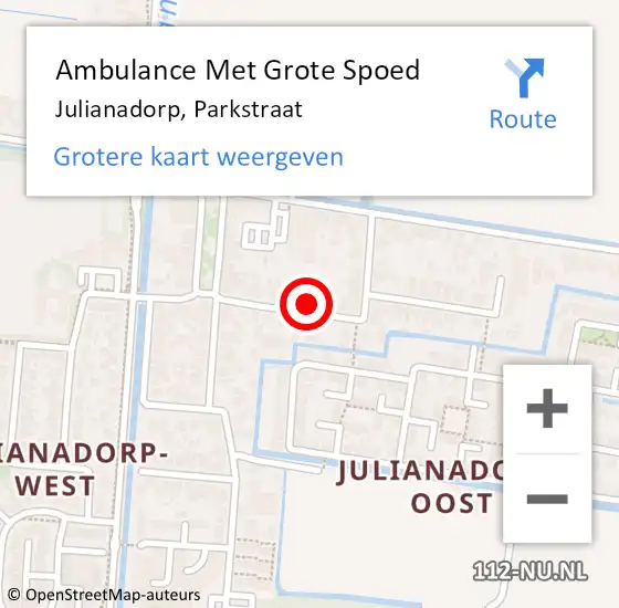 Locatie op kaart van de 112 melding: Ambulance Met Grote Spoed Naar Julianadorp, Parkstraat op 29 augustus 2024 16:31