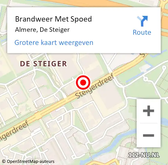 Locatie op kaart van de 112 melding: Brandweer Met Spoed Naar Almere, De Steiger op 29 augustus 2024 16:33