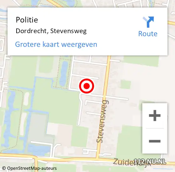 Locatie op kaart van de 112 melding: Politie Dordrecht, Stevensweg op 29 augustus 2024 16:36