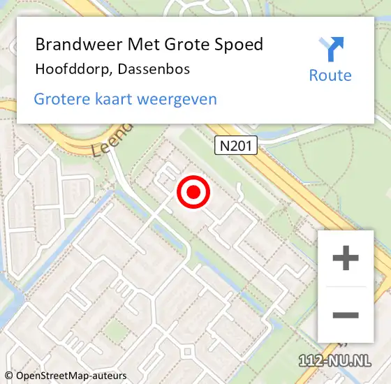 Locatie op kaart van de 112 melding: Brandweer Met Grote Spoed Naar Hoofddorp, Dassenbos op 29 augustus 2024 16:50