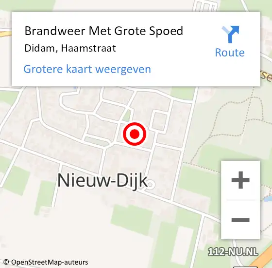 Locatie op kaart van de 112 melding: Brandweer Met Grote Spoed Naar Didam, Haamstraat op 29 augustus 2024 16:52