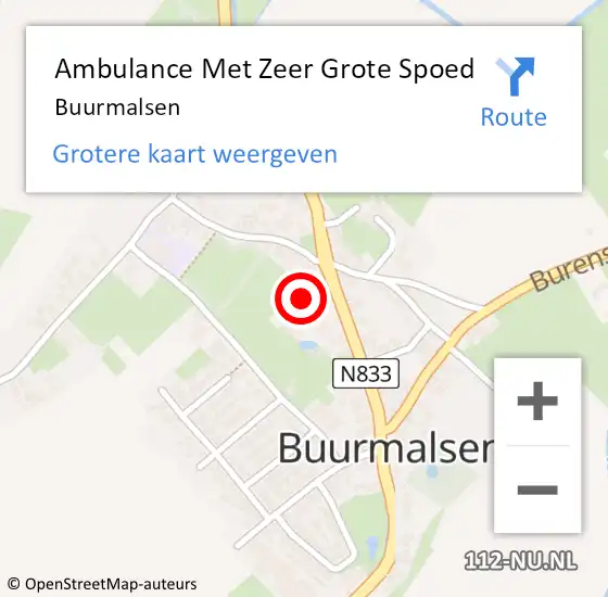 Locatie op kaart van de 112 melding: Ambulance Met Zeer Grote Spoed Naar Buurmalsen op 29 augustus 2024 16:53