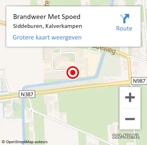 Locatie op kaart van de 112 melding: Brandweer Met Spoed Naar Siddeburen, Kalverkampen op 29 augustus 2024 17:00