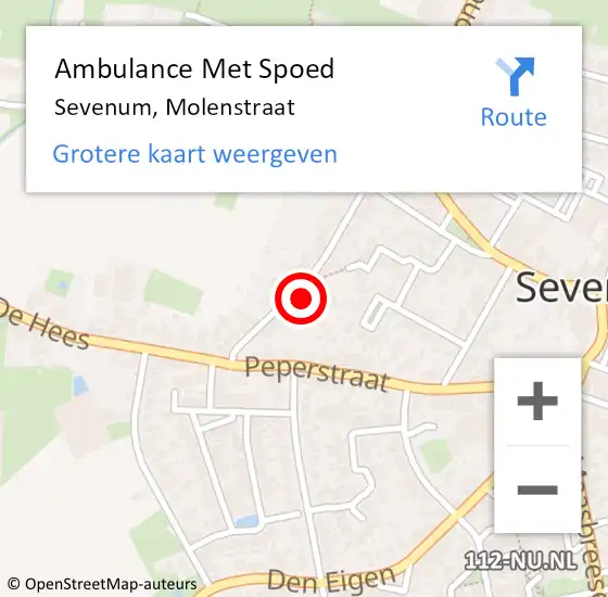 Locatie op kaart van de 112 melding: Ambulance Met Spoed Naar Sevenum, Molenstraat op 18 oktober 2014 08:55