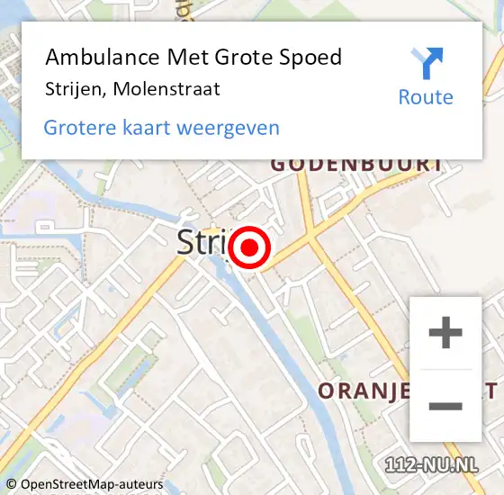 Locatie op kaart van de 112 melding: Ambulance Met Grote Spoed Naar Strijen, Molenstraat op 29 augustus 2024 17:08