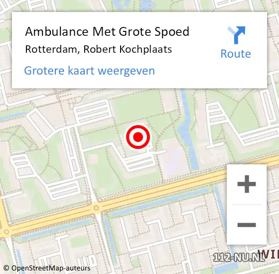 Locatie op kaart van de 112 melding: Ambulance Met Grote Spoed Naar Rotterdam, Robert Kochplaats op 29 augustus 2024 17:25