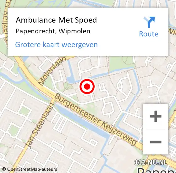 Locatie op kaart van de 112 melding: Ambulance Met Spoed Naar Papendrecht, Wipmolen op 29 augustus 2024 17:27