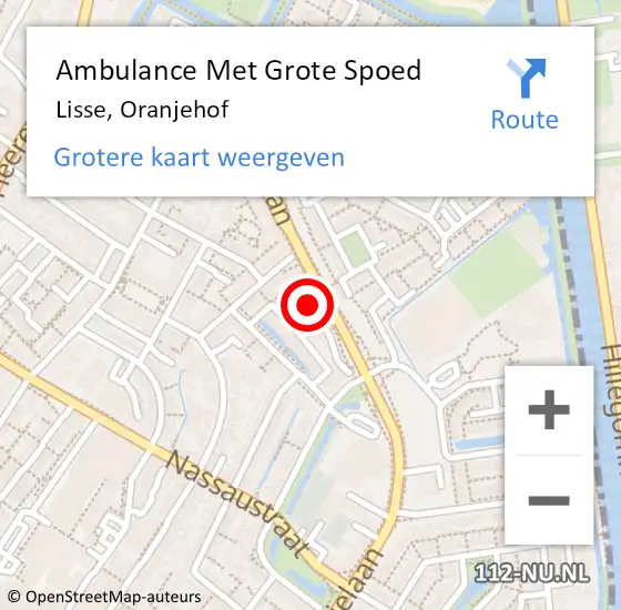 Locatie op kaart van de 112 melding: Ambulance Met Grote Spoed Naar Lisse, Oranjehof op 29 augustus 2024 17:27