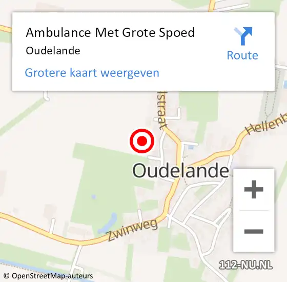 Locatie op kaart van de 112 melding: Ambulance Met Grote Spoed Naar Oudelande op 29 augustus 2024 17:32