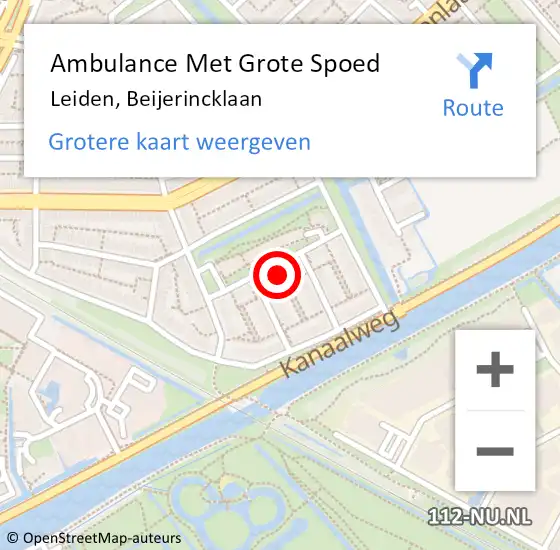 Locatie op kaart van de 112 melding: Ambulance Met Grote Spoed Naar Waddinxveen, Beijerincklaan op 29 augustus 2024 17:39