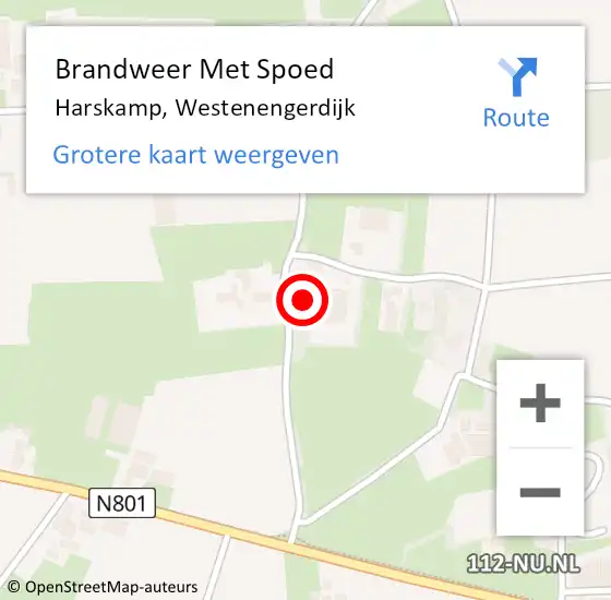 Locatie op kaart van de 112 melding: Brandweer Met Spoed Naar Harskamp, Westenengerdijk op 29 augustus 2024 17:39