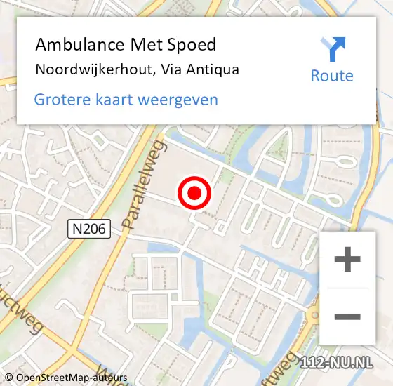 Locatie op kaart van de 112 melding: Ambulance Met Spoed Naar Noordwijkerhout, Via Antiqua op 29 augustus 2024 17:50