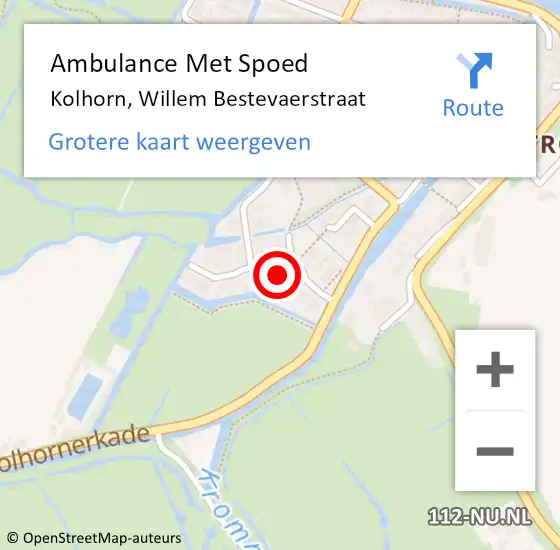 Locatie op kaart van de 112 melding: Ambulance Met Spoed Naar Kolhorn, Willem Bestevaerstraat op 29 augustus 2024 18:28