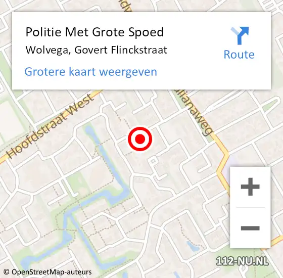 Locatie op kaart van de 112 melding: Politie Met Grote Spoed Naar Wolvega, Govert Flinckstraat op 29 augustus 2024 18:48