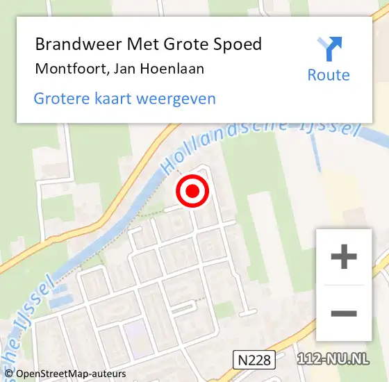 Locatie op kaart van de 112 melding: Brandweer Met Grote Spoed Naar Montfoort, Jan Hoenlaan op 29 augustus 2024 18:53