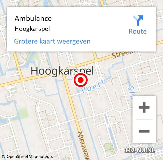 Locatie op kaart van de 112 melding: Ambulance Hoogkarspel op 29 augustus 2024 19:36