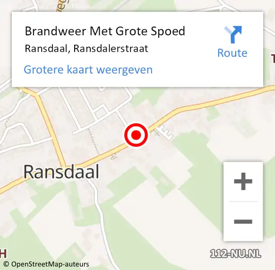 Locatie op kaart van de 112 melding: Brandweer Met Grote Spoed Naar Ransdaal, Ransdalerstraat op 29 augustus 2024 19:45