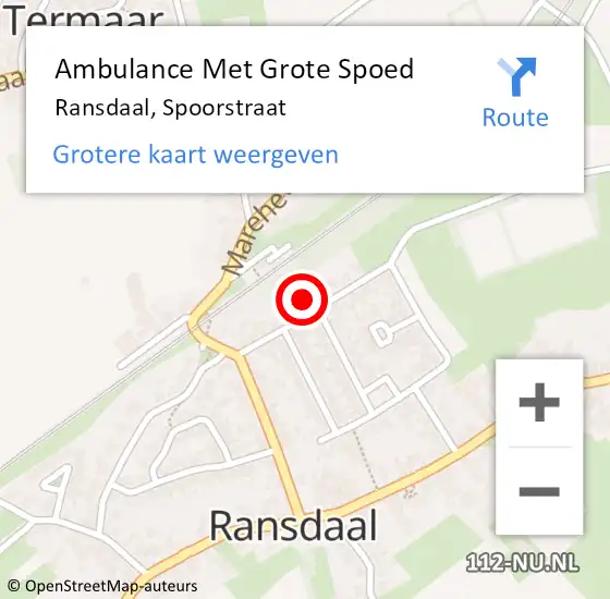 Locatie op kaart van de 112 melding: Ambulance Met Grote Spoed Naar Ransdaal, Spoorstraat op 29 augustus 2024 19:49