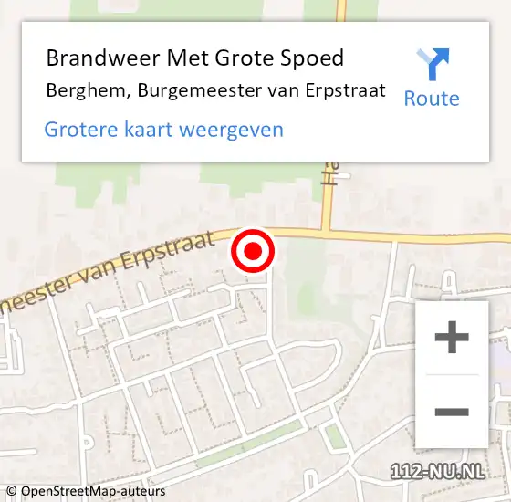 Locatie op kaart van de 112 melding: Brandweer Met Grote Spoed Naar Berghem, Burgemeester van Erpstraat op 29 augustus 2024 20:03