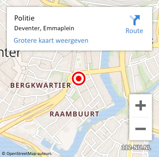 Locatie op kaart van de 112 melding: Politie Deventer, Emmaplein op 29 augustus 2024 20:17