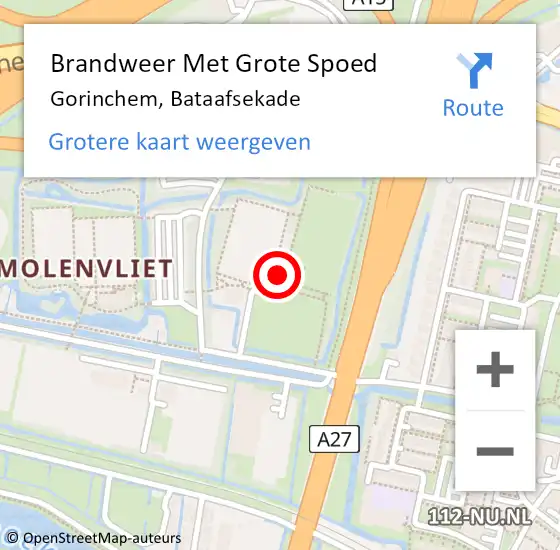 Locatie op kaart van de 112 melding: Brandweer Met Grote Spoed Naar Gorinchem, Bataafsekade op 29 augustus 2024 20:25